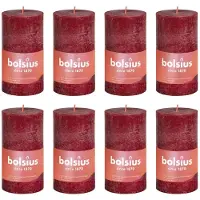 Bolsius Bougies pilier rustiques Shine 8 pcs 100x50 mm Rouge velours