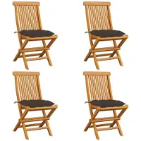 vidaXL Chaises de jardin avec coussins Taupe 4 pcs. Bois massif teck