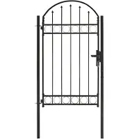 vidaXL Portail de clôture avec partie supérieure arquée en acier 104 x 175 cm Noir