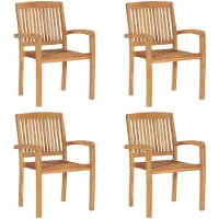 vidaXL Chaises de jardin empilables 4 pcs. Bois massif teck