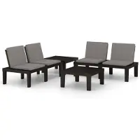 vidaXL Ensemble salon de jardin 4 pièces avec coussins plastique gris