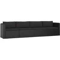 Natur24 ensemble canapé de jardin 4 pièces en poly rotin noir