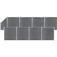 vidaXL Kit de clôture WPC 8 carrés + 1 pente 1484x186 cm Gris