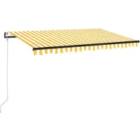 vidaXL Store automatique avec LED & capteur de vent 450x350 cm Jaune/Blanc