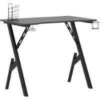 vidaXL Bureau de jeu avec piètement en Y noir 90x60x75 cm