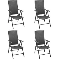 vidaXL Chaises de jardin 4 pcs. Poly rotin noir
