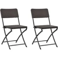 vidaXL Chaises de jardin pliantes 2 pcs. HDPE et acier Marron
