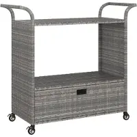 vidaXL Chariot de bar avec tiroir Gris 100x45x97 cm Poly rotin