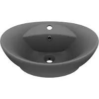 vidaXL Lavabo de luxe Débordement Mat Gris foncé 58,5x39cm Céramique
