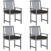 vidaXL Chaises de régie avec coussin 4 pcs. Gris Bois massif Acacia