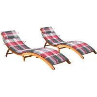 vidaXL Bains de soleil 2 pièces avec coussins en bois massif d'acacia