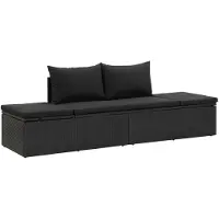 vidaXL Chaise longue avec support Poly rotin noir