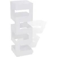 vidaXL Blanc Carré Porte-parapluie Stockage pour cannes bâtons Acier 48,5 cm