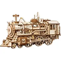 Robotime Train mécanique en bois Locomotive