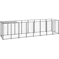 vidaXL Chenil noir 4,84 m² Acier