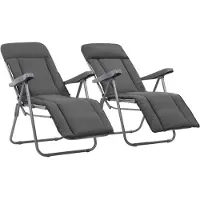vidaXL Chaises de jardin pliantes avec coussins 2 pcs. Gris