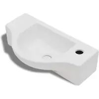 vidaXL lavabo en céramique avec trou pour robinet blanc