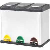 vidaXL Poubelle à pédale recyclée en acier inoxydable 24 L