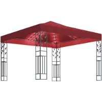 vidaXL Pavillon avec guirlande lumineuse LED 3x3 m bordeaux