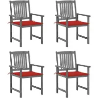 vidaXL Chaises de jardin avec coussins 4 pcs. Gris Bois massif Acacia