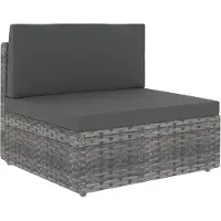 vidaXL Canapé central modulaire Poly rotin gris