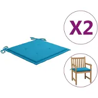 vidaXL Coussins de chaise de jardin lot de 2 bleu 50x50x3 cm