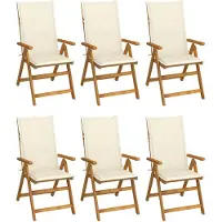 vidaXL Chaises de jardin pliantes 6 pcs. avec coussins en bois massif d'acacia
