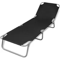 vidaXL Chaise longue pliante Acier revêtu par poudre Noir