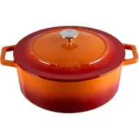 Moa Casserole en fonte - - 5,7 L - 26cm - Ronde - Toutes sources de chaleur - Egalement pour induction - Poids 5,8 kg - Orange Rouge