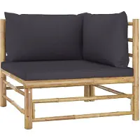 vidaXL Canapé d'angle de jardin avec coussins gris foncé en bambou