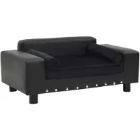 vidaXL Canapé pour chien Noir 81x43x31 cm Peluche et cuir synthétique