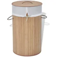 vidaXL Panier à linge rond Bambou naturel