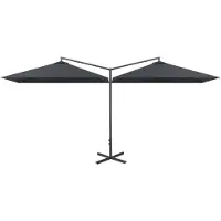 vidaXL Double parasol avec mât en acier 600x300 cm Anthracite