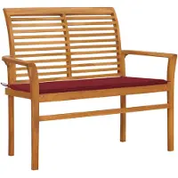 vidaXL Banc de jardin avec revêtement rouge vin 112 cm bois massif teck