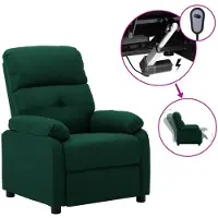 vidaXL Fauteuil inclinable électrique Vert foncé Tissu