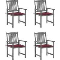 vidaXL Chaises de jardin avec coussins 4 pcs. Gris Bois massif Acacia