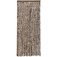 vidaXL Rideau anti-insectes brun et blanc 56x185 cm chenille