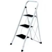 Benson Echelle ménagère pliable 3 marches - Antidérapante - Blanche