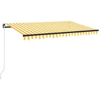 vidaXL Store manuel rétractable avec LED 450x300 cm jaune et blanc