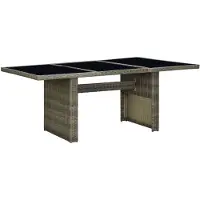 vidaXL Table de jardin marron Poly rotin et verre trempé