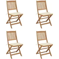 vidaXL Chaises de jardin pliantes 4 pièces avec coussins en bois massif d'acacia