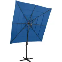 vidaXL Parasol avec mât en aluminium 4 couches bleu azur 250x250 cm
