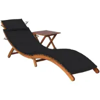 vidaXL Bain de soleil avec table et support en bois massif d'acacia