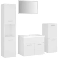 vidaXL Ensemble de meubles de salle de bain blanc en bois composite