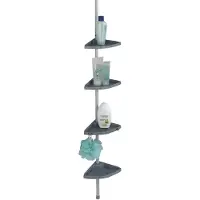 Wenko Étagère de douche télescopique d'angle - 4 tablettes plastiques - gris
