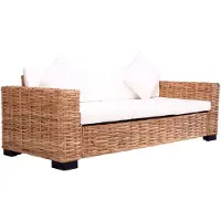 vidaXL Canapé de jardin 3 places en rotin naturel