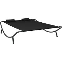 vidaXL Bain de soleil de jardin tissu noir