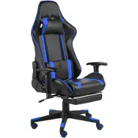 vidaXL Chaise de jeu avec repose-pieds Pivotant Bleu PVC