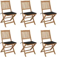 vidaXL Chaises de jardin pliantes 6 pièces avec coussins en bois massif d'acacia