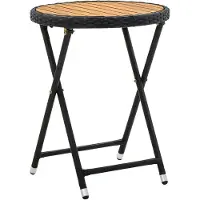 vidaXL Table d'appoint noire 60 cm Poly rotin et bois massif acacia